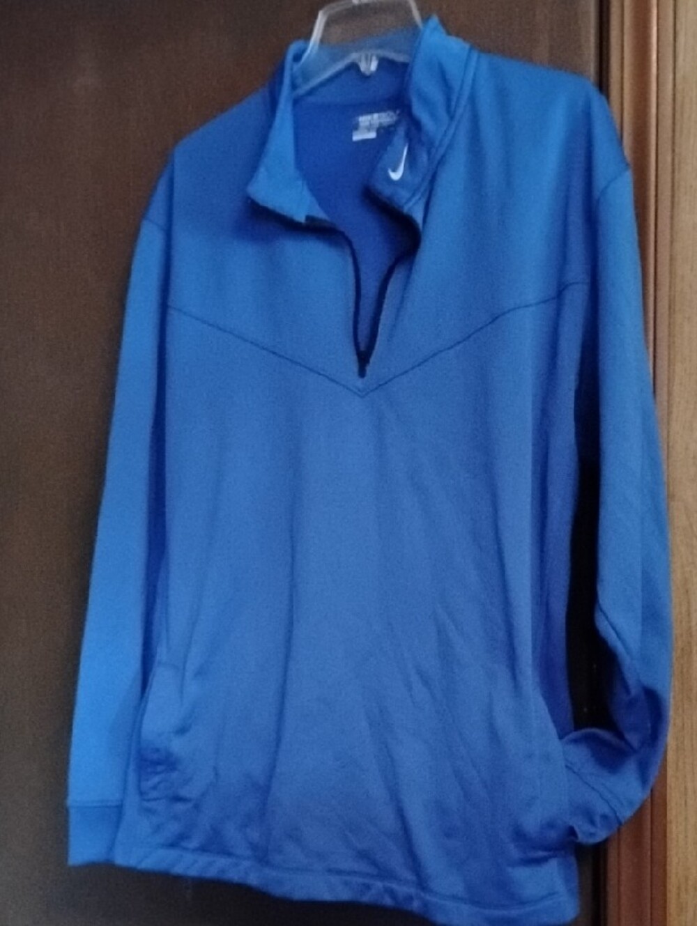 Nike Golf Blue Therma-Fit Fleece Pullover with White Swoosh